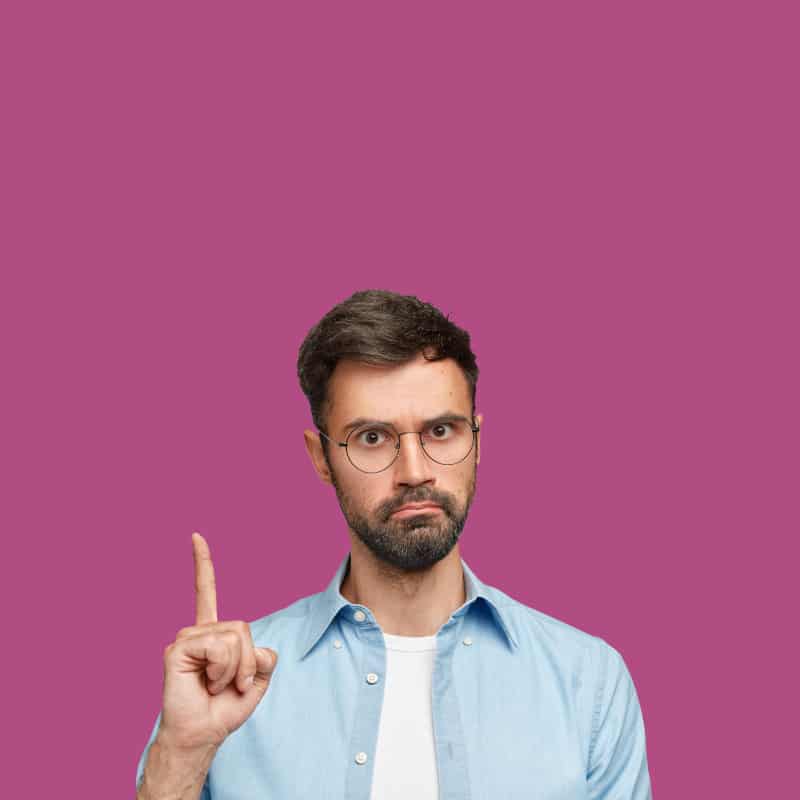 A man points up