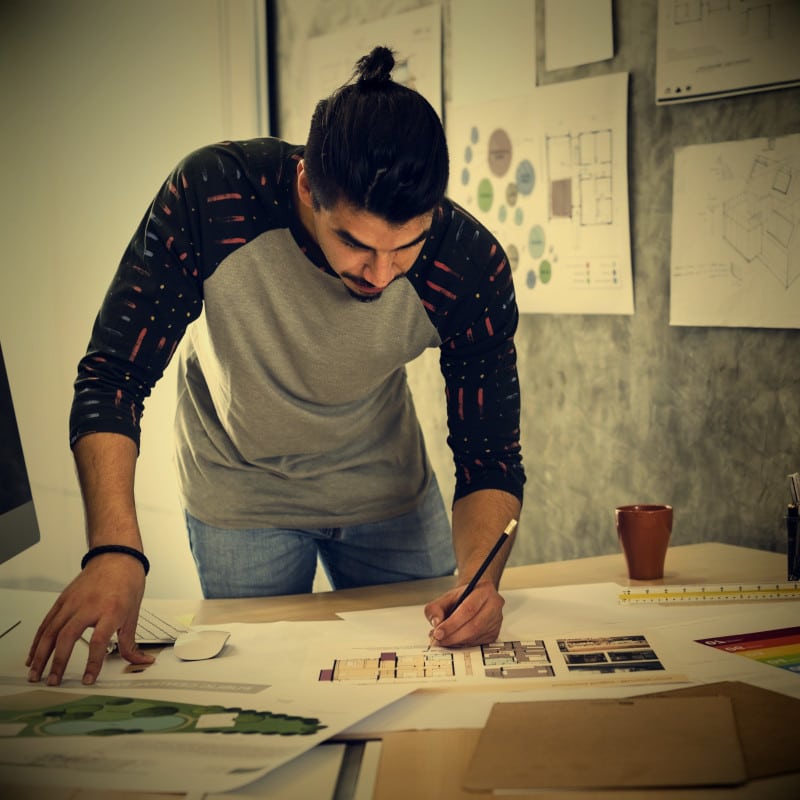 A web designer at work on a bespoke website