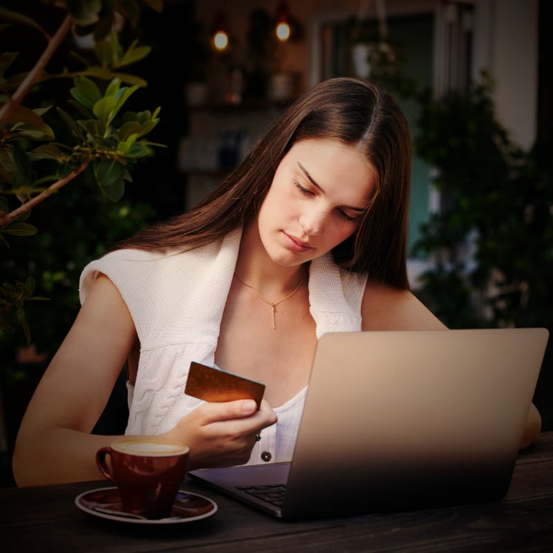 A woman applies for a merchant account for her online store