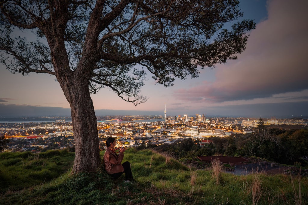 A view of Auckland City in New Zealand from Mount Eden