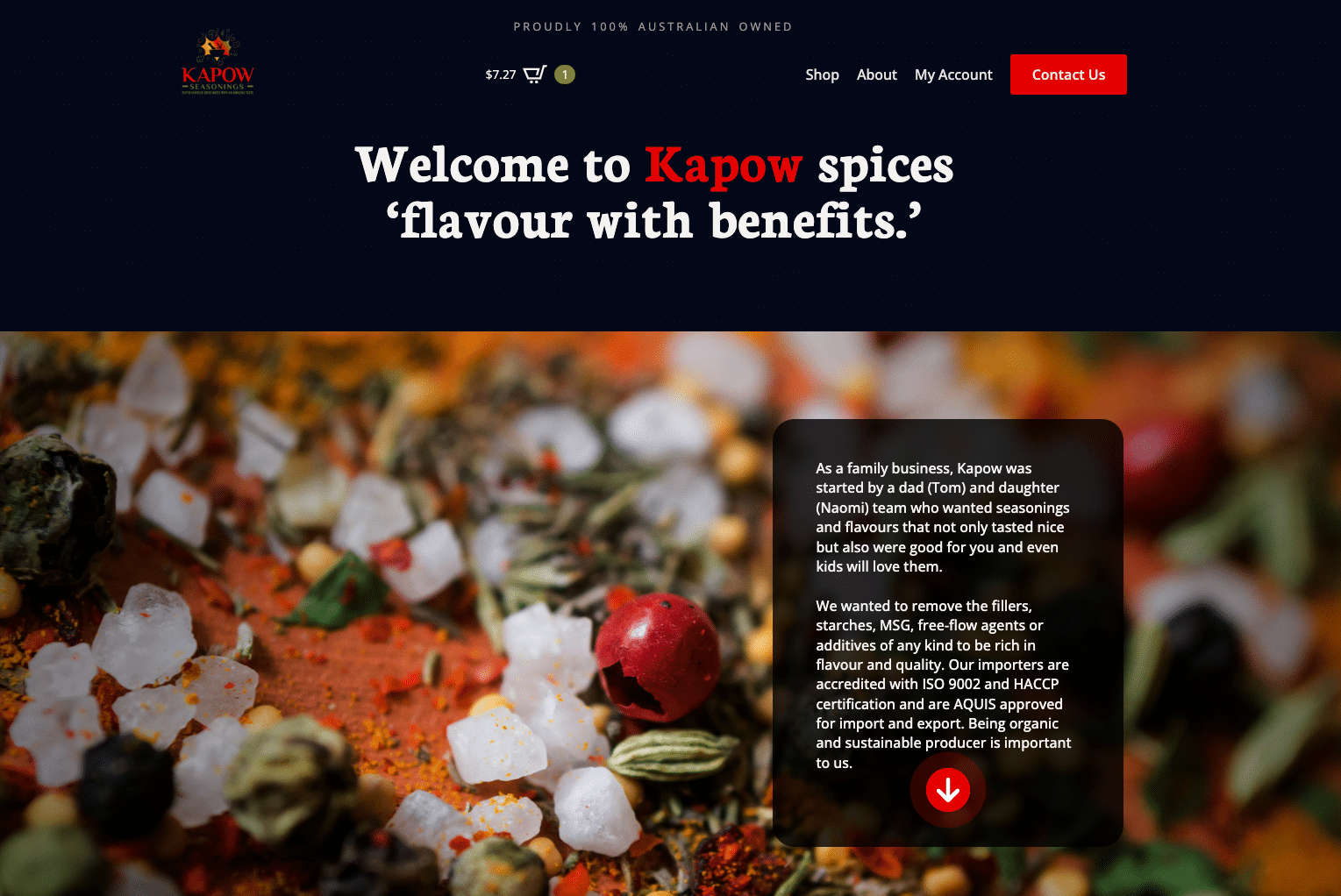 Flavourful web design for Kapow Seasonings.
