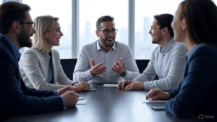 A group of business people discuss the fact that SEO is dying.