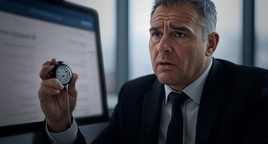 The need to speed on WordPress dawns on a concerned business owner with a stopwatch.